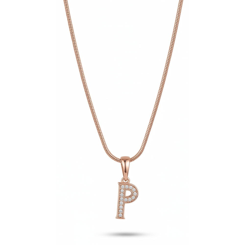 Collar Inicial "P" Rose