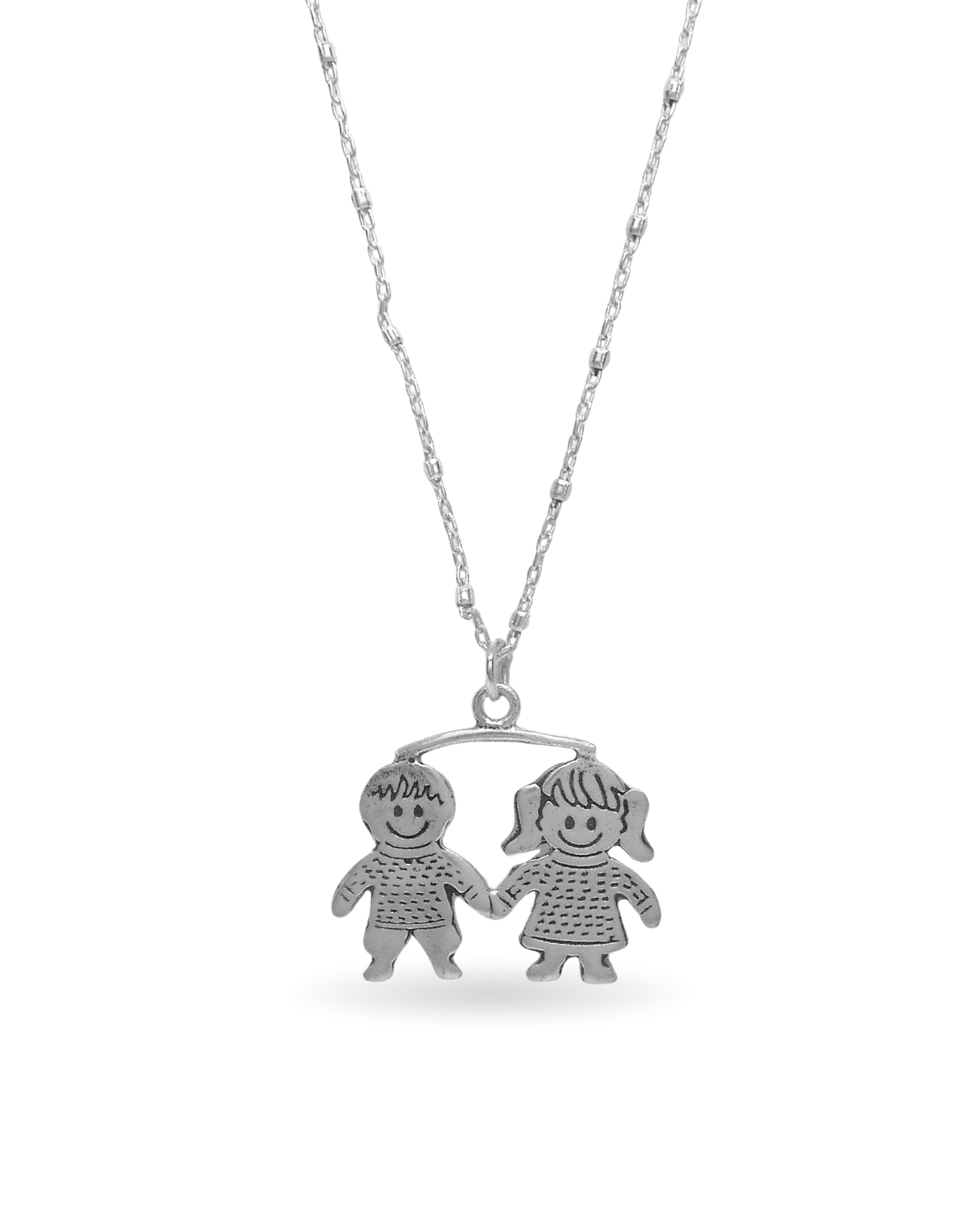 Collar Familia de Dos Corazones (Plata 925)