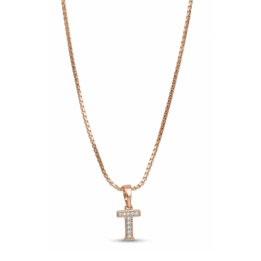 Collar Inicial "T" Rose