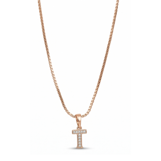 Collar Inicial "T" Rose