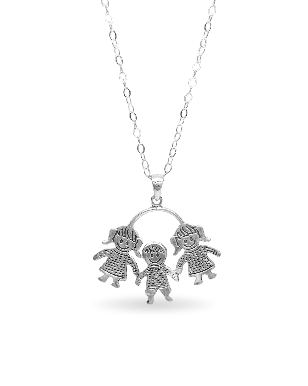 Collar Familia de Tres Corazones (Plata 925)