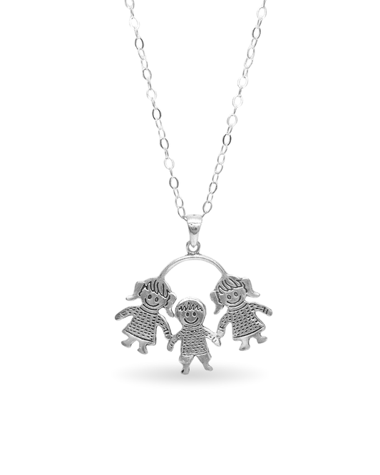 Collar Familia de Tres Corazones (Plata 925)