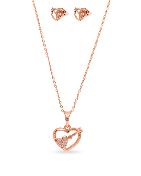 Conjunto Luz de Corazón (Collar y Arete)